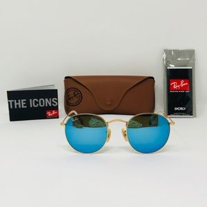 Ray-Ban 50mm RB3447 Golden / Blue Round sunglasses